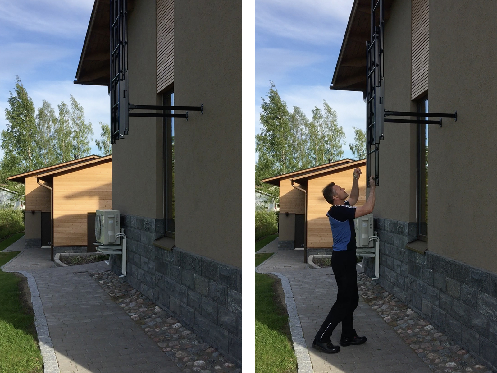 Liukutikkaat-kaytto-Kouruset Mies avaamassa liukutikkaita